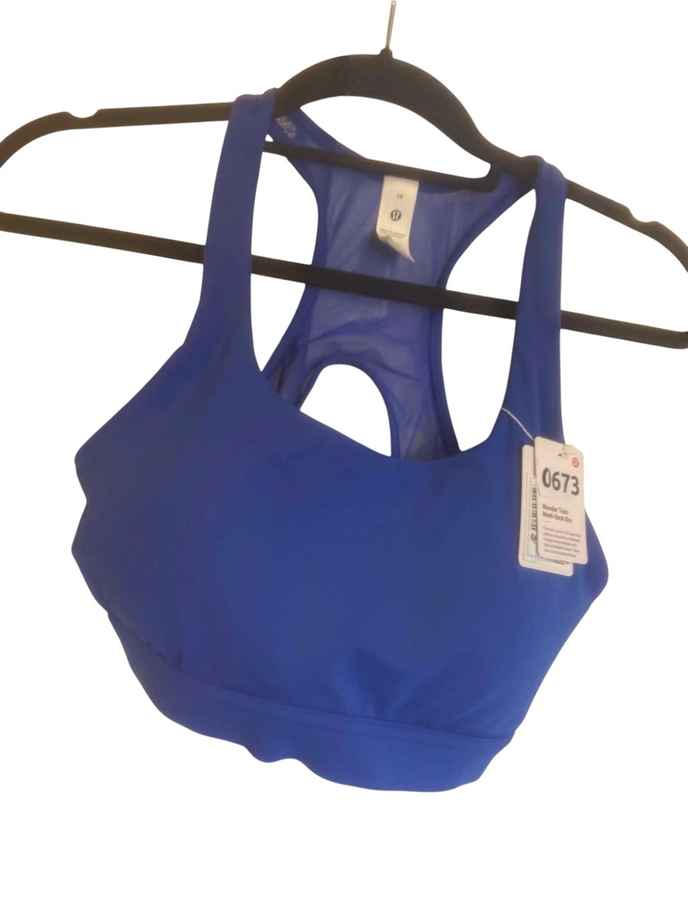 NWT Lululemon Wunder Train Mesh Back Bra Size 10 BRILLIANT BLUE